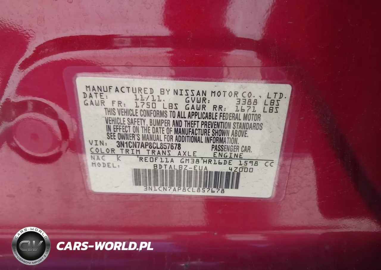 2012 Nissan Versa 1.6 Sv VIN:3N1CN7AP8CL857678 - 9