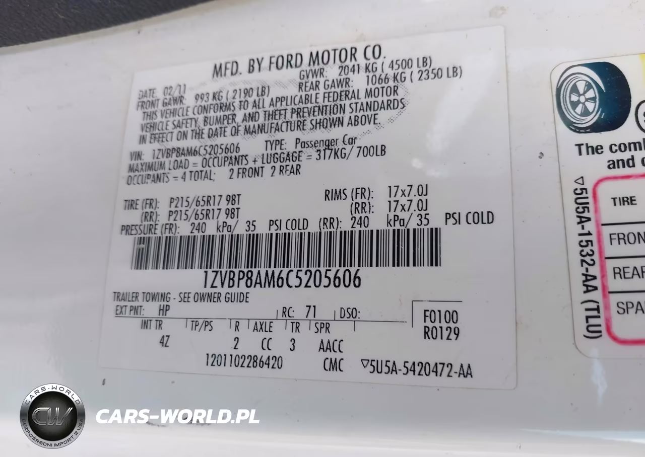 2012 Ford Mustang V6 Premium VIN:1ZVBP8AM6C5205606 - 9