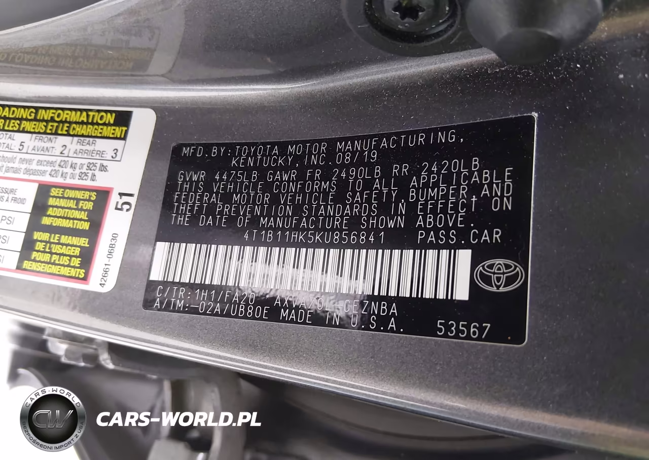 2019 Toyota Camry Le VIN:4T1B11HK5KU856841 - 9