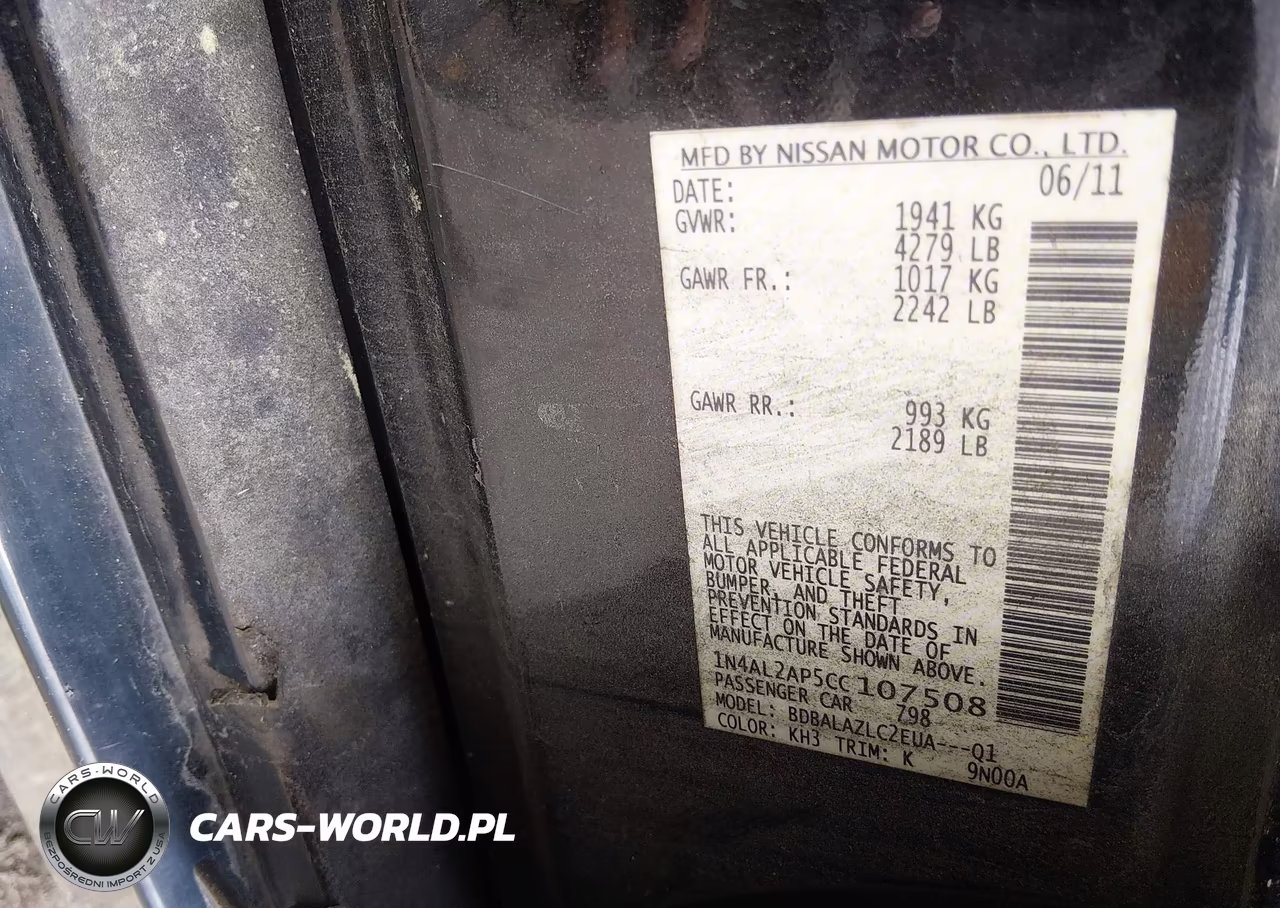 2012 Nissan Altima 2.5 VIN:1N4AL2AP5CC107508 - 9