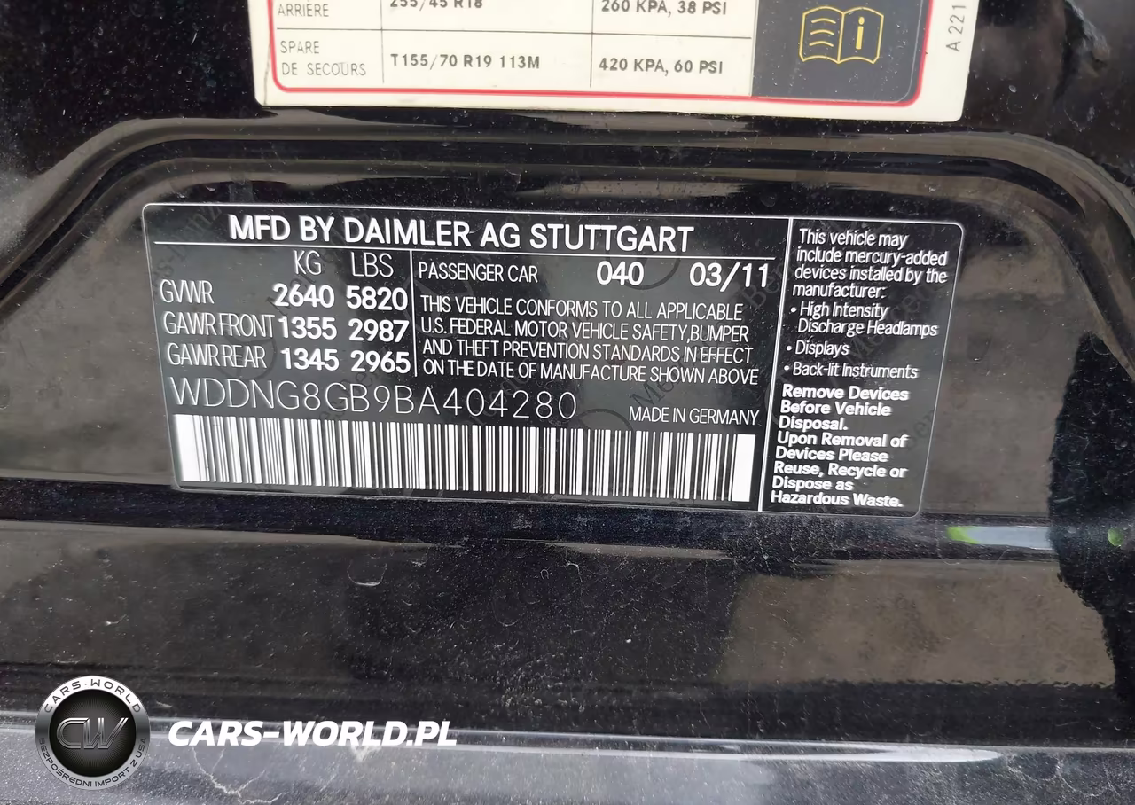 2011 Mercedes-Benz S 550 4Matic VIN:WDDNG8GB9BA404280 - 9