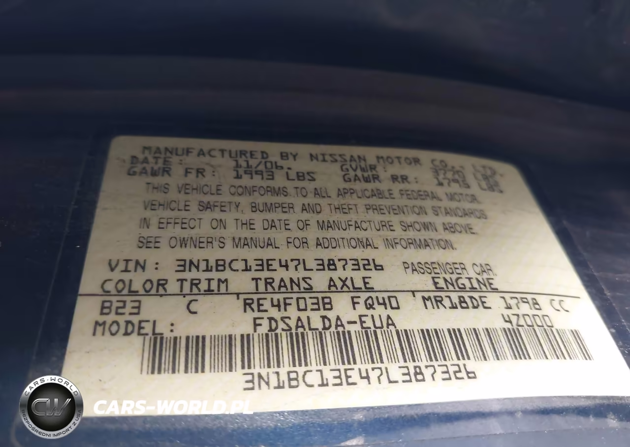 2007 Nissan Versa 1.8S VIN:3N1BC13E47L387326 - 9