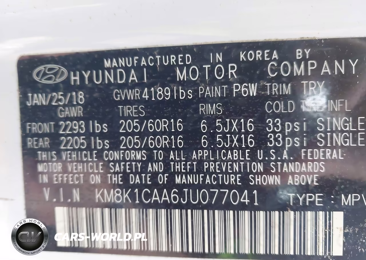 2018 Hyundai Kona Se VIN:KM8K1CAA6JU077041 - 9