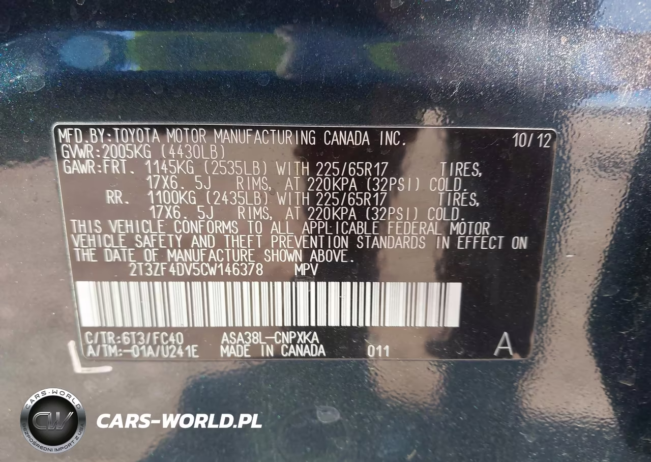 2012 Toyota Rav4 VIN:2T3ZF4DV5CW146378 - 9
