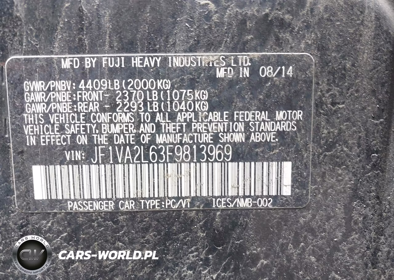 2015 Subaru Wrx Sti VIN:JF1VA2L63F9813969 - 9