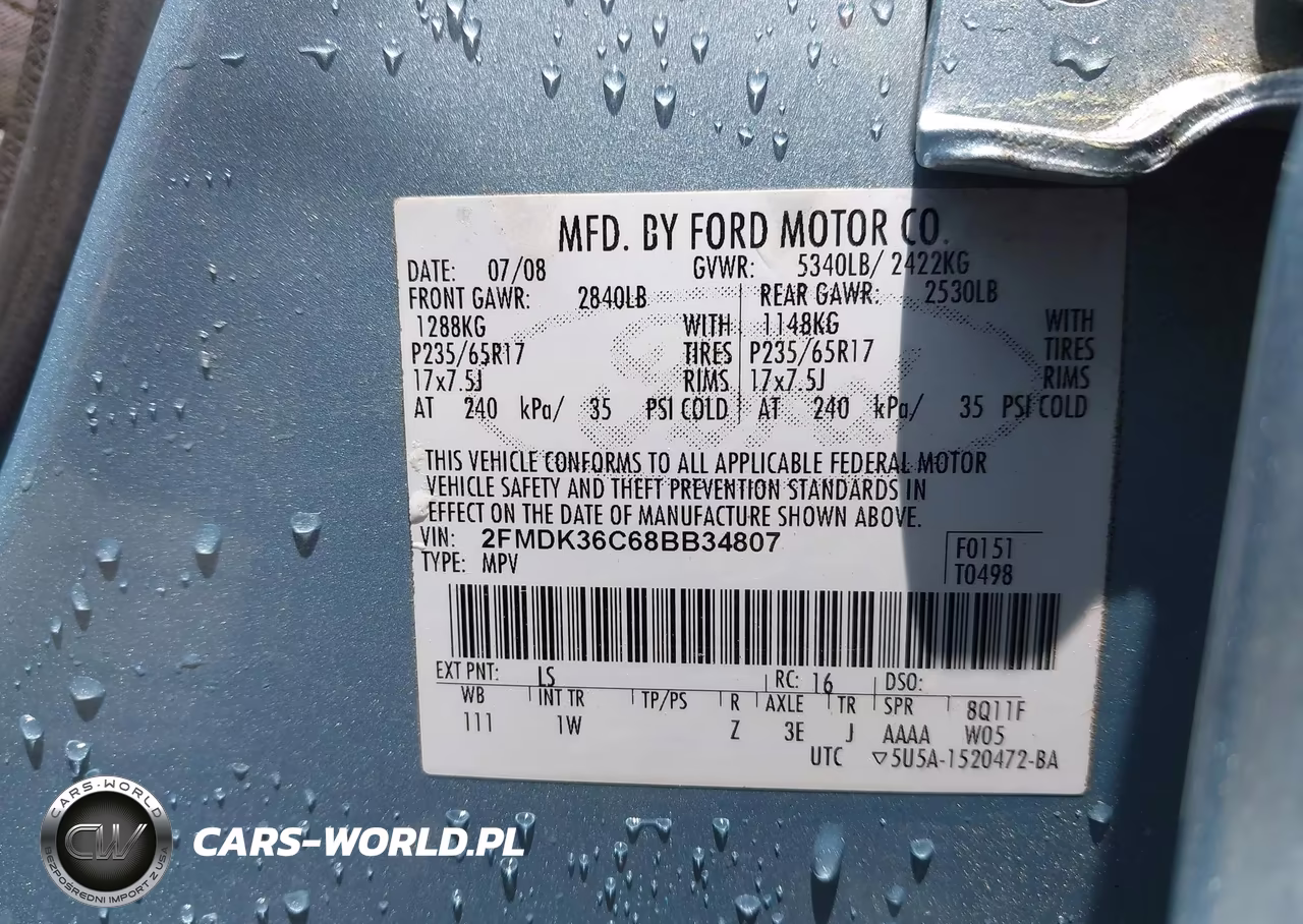2008 Ford Edge Se VIN:2FMDK36C68BB34807 - 9