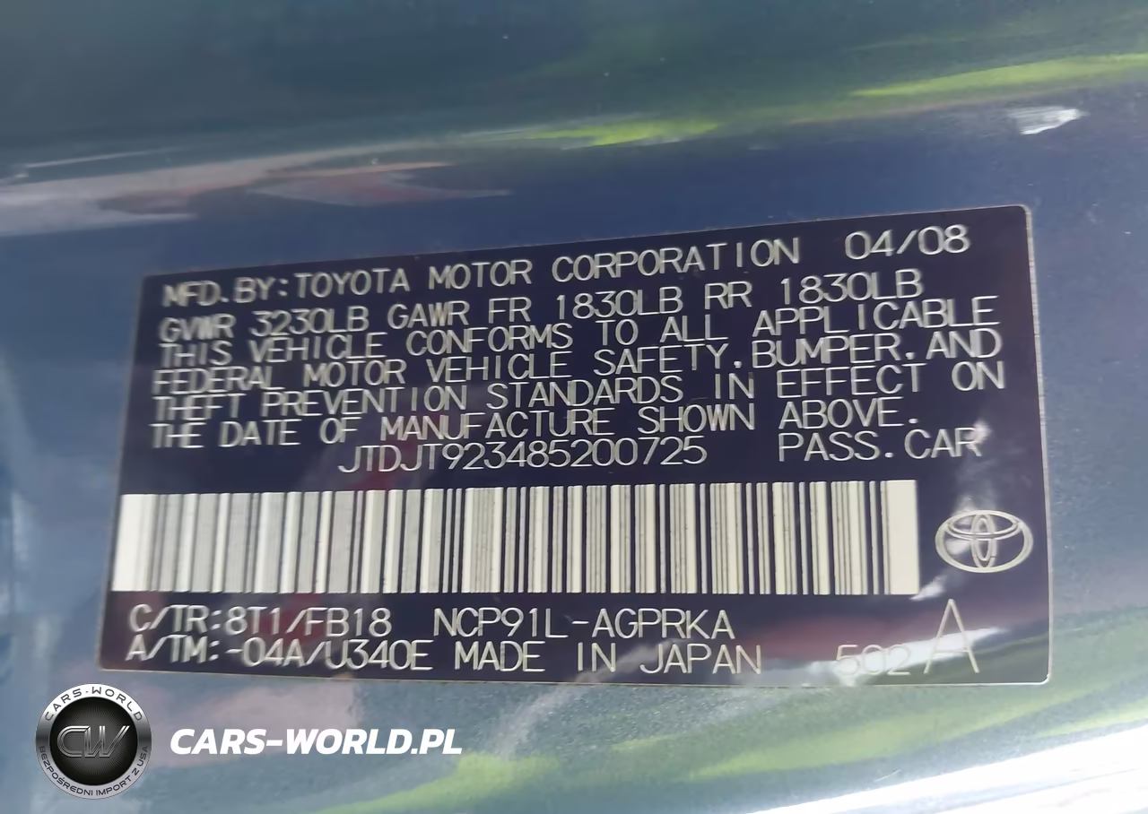 2008 Toyota Yaris VIN:JTDJT923485200725 - 9