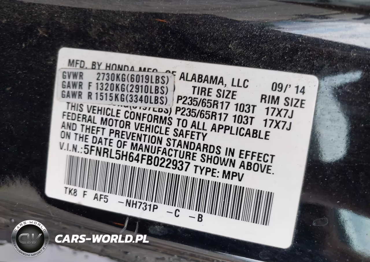 2015 Honda Odyssey Ex-L VIN:5FNRL5H64FB022937 - 9