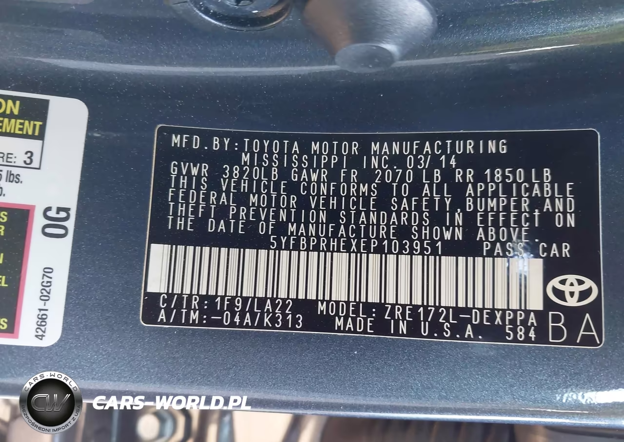 2014 Toyota Corolla Le Eco Premium VIN:5YFBPRHEXEP103951 - 9