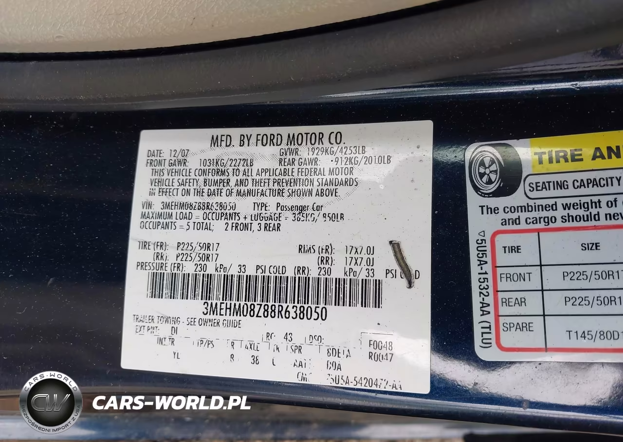 2008 Mercury Milan I4 Premier VIN:3MEHM08Z88R638050 - 9