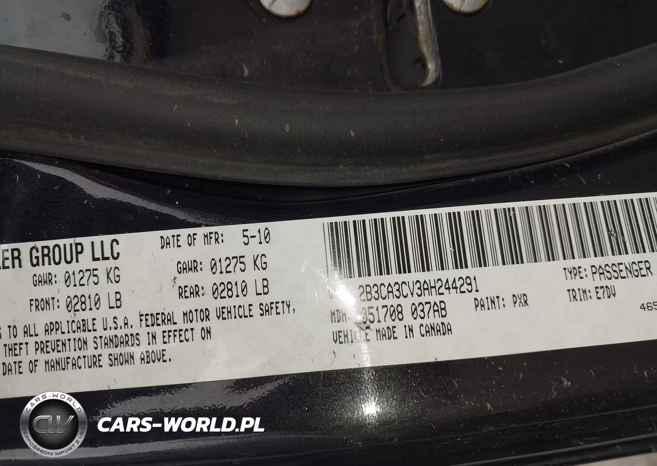2010 Dodge Charger Sxt VIN:2B3CA3CV3AH244291 - 9