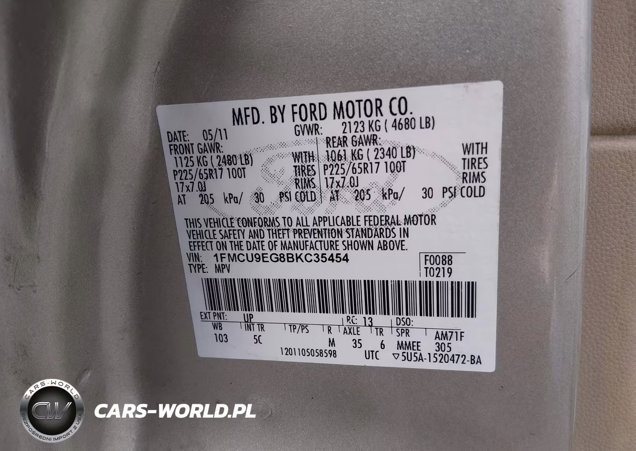 2011 Ford Escape Limited VIN:1FMCU9EG8BKC35454 - 9