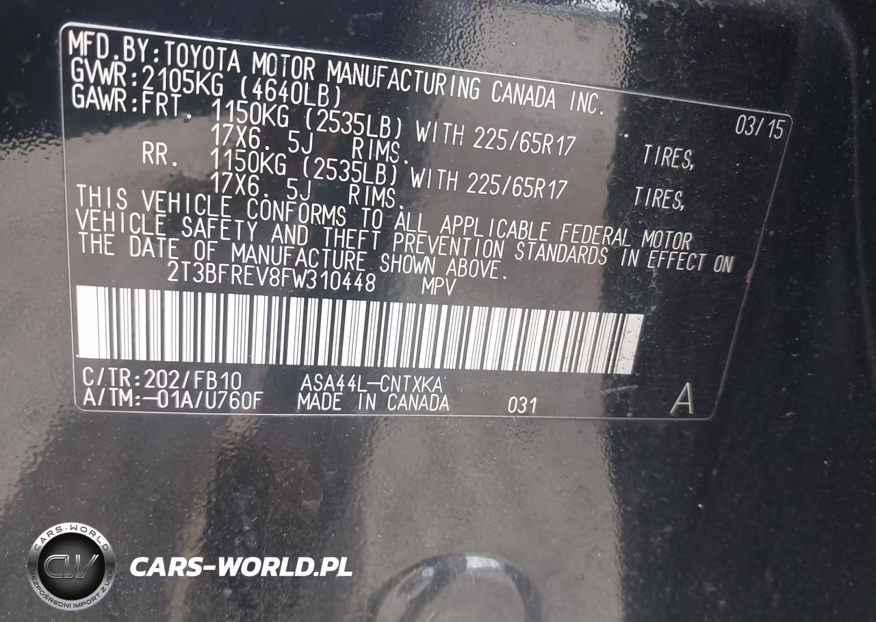 2015 Toyota Rav4 Le VIN:2T3BFREV8FW310448 - 9