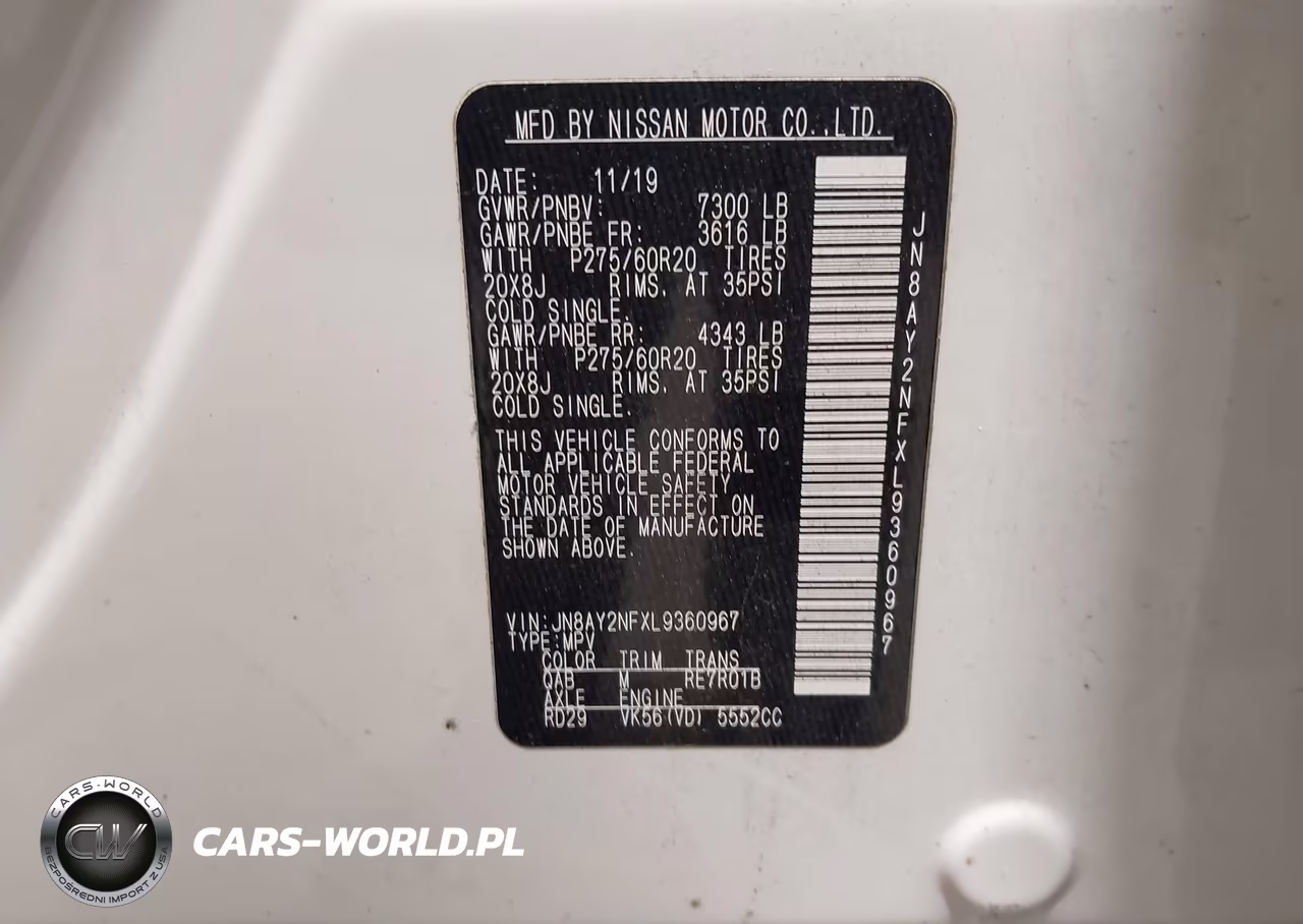 2020 Nissan Armada Platinum 2Wd VIN:JN8AY2NFXL9360967 - 9