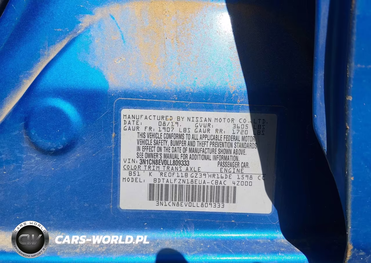 2020 Nissan Versa Sv Xtronic Cvt VIN:3N1CN8EV0LL809333 - 9