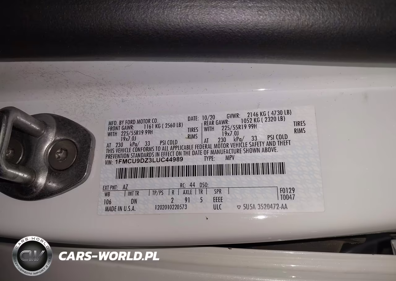 2020 Ford Escape Titanium Hybrid VIN:1FMCU9DZ3LUC44989 - 9