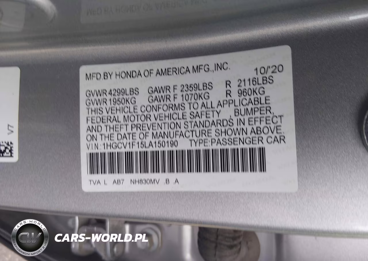 2020 Honda Accord Lx VIN:1HGCV1F15LA150190 - 9