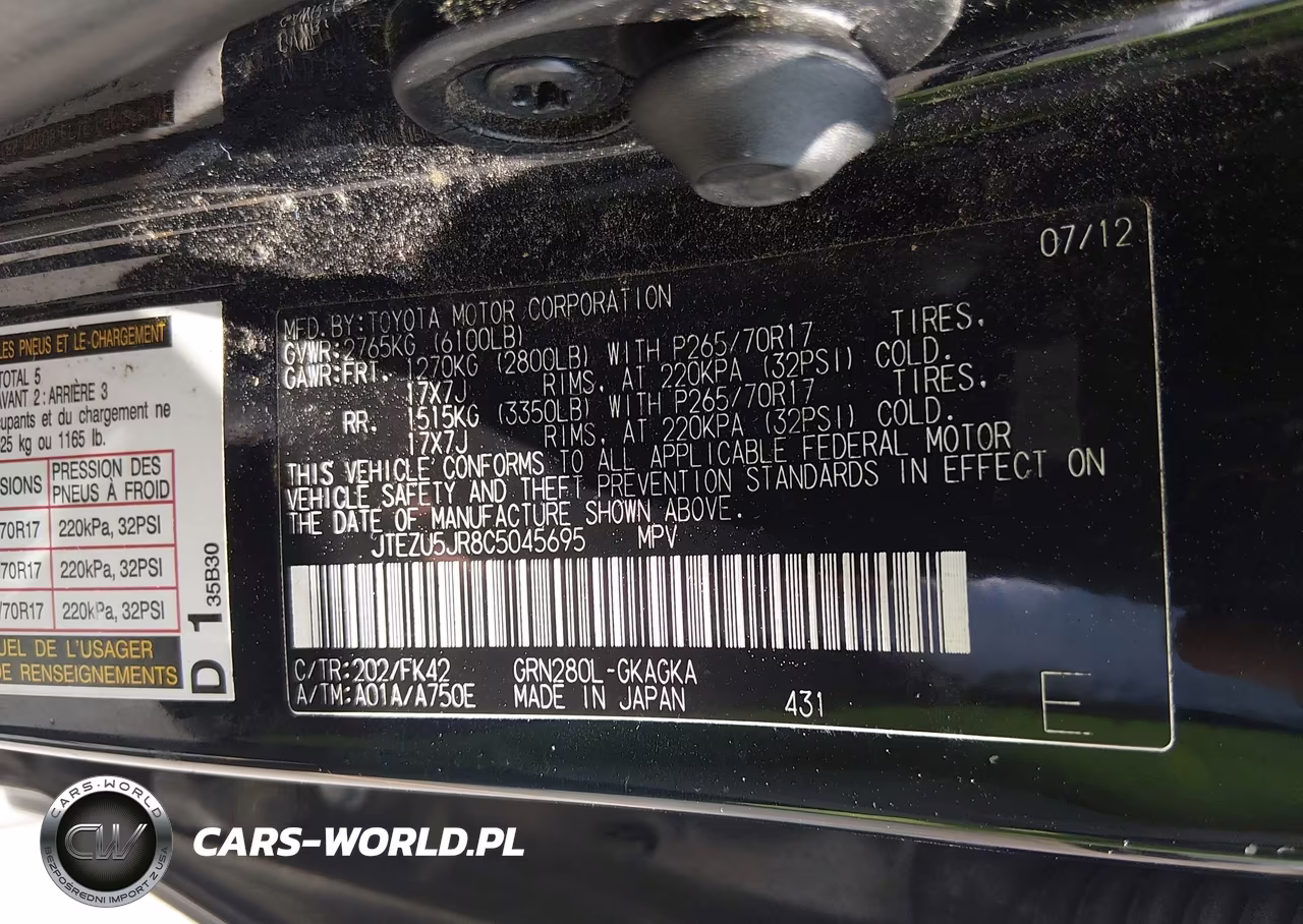 2012 Toyota 4Runner Sr5 VIN:JTEZU5JR8C5045695 - 9