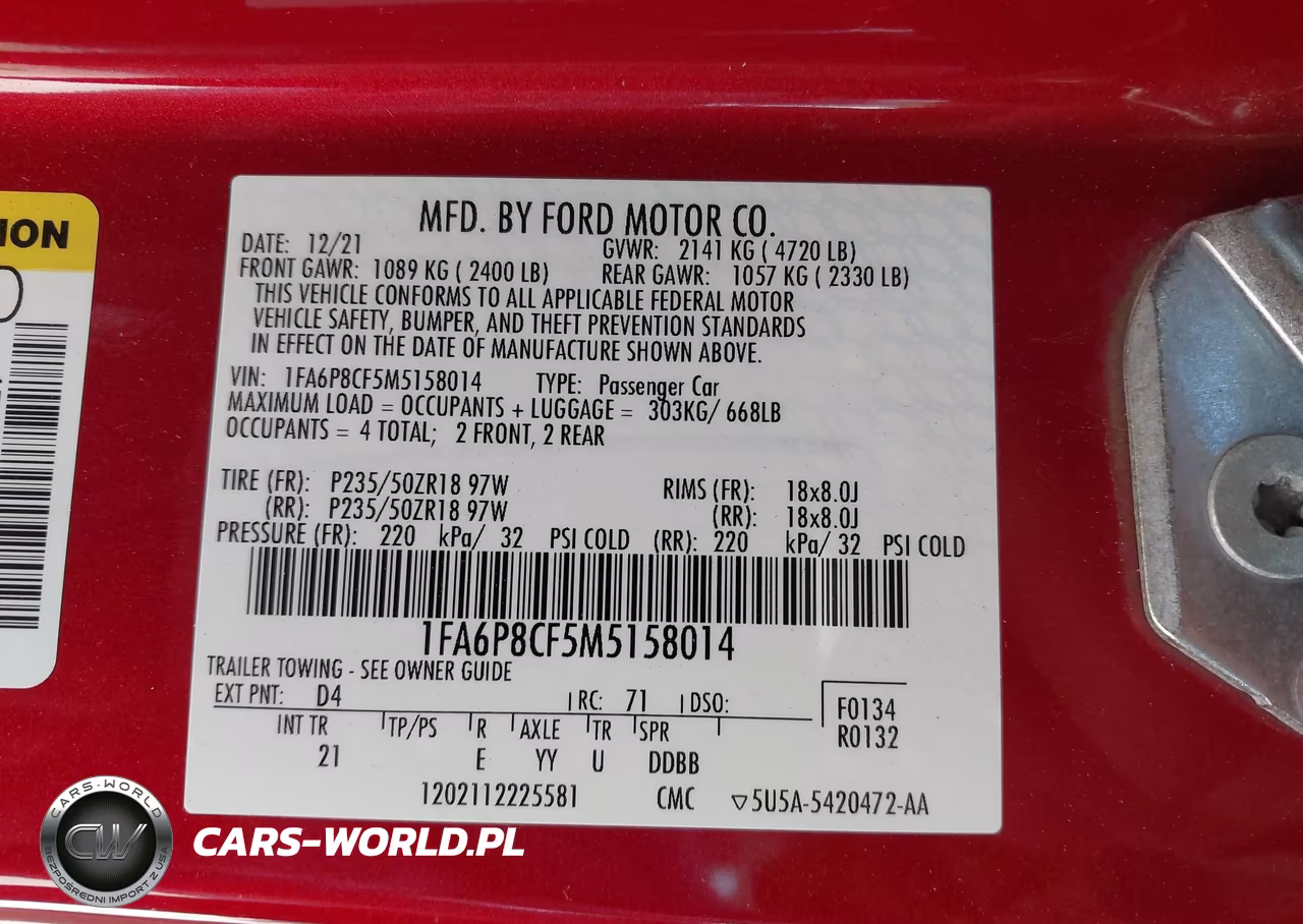 2021 Ford Mustang Gt Fastback VIN:1FA6P8CF5M5158014 - 9