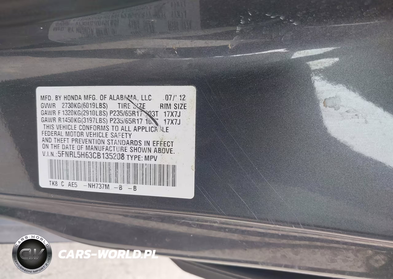2012 Honda Odyssey Ex-L VIN:5FNRL5H63CB135208 - 9