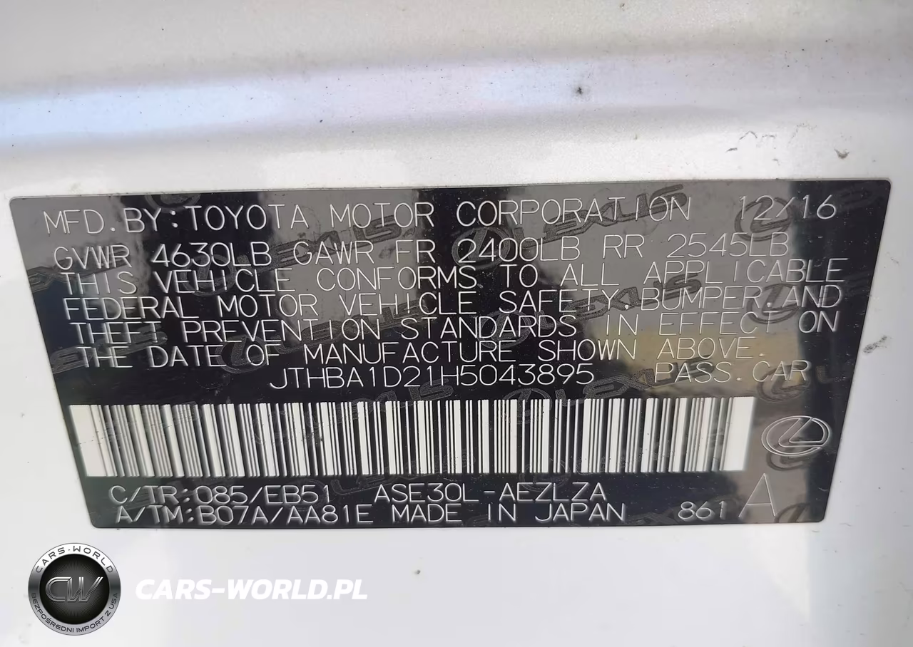 2017 Lexus Is 200T VIN:JTHBA1D21H5043895 - 9