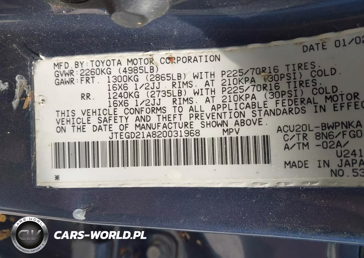 2002 Toyota Highlander VIN:JTEGD21A820031968 - 9