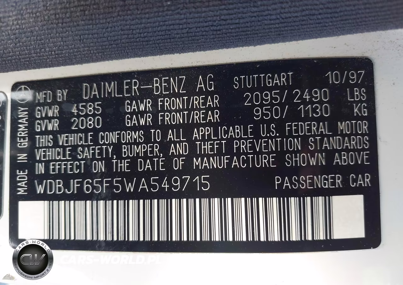1998 Mercedes-Benz E 320 VIN:WDBJF65F5WA549715 - 9