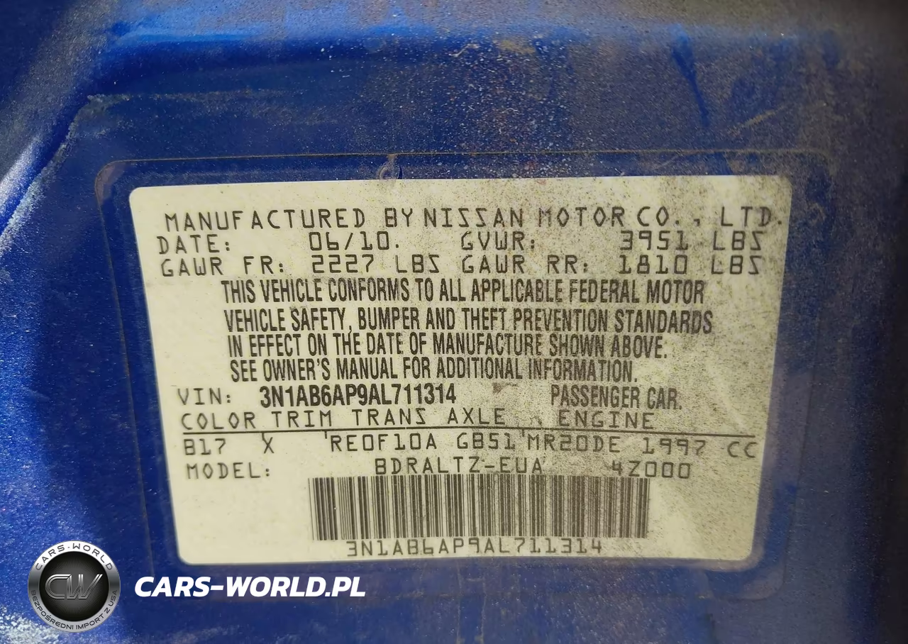 2010 Nissan Sentra 2.0Sr VIN:3N1AB6AP9AL711314 - 9