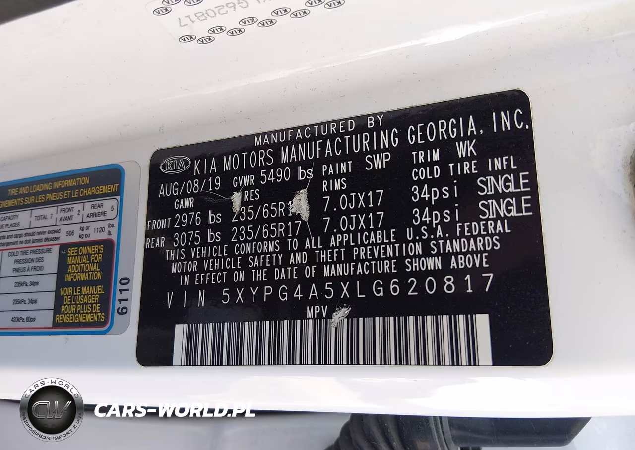 2020 Kia Sorento 3.3L Lx VIN:5XYPG4A5XLG620817 - 9