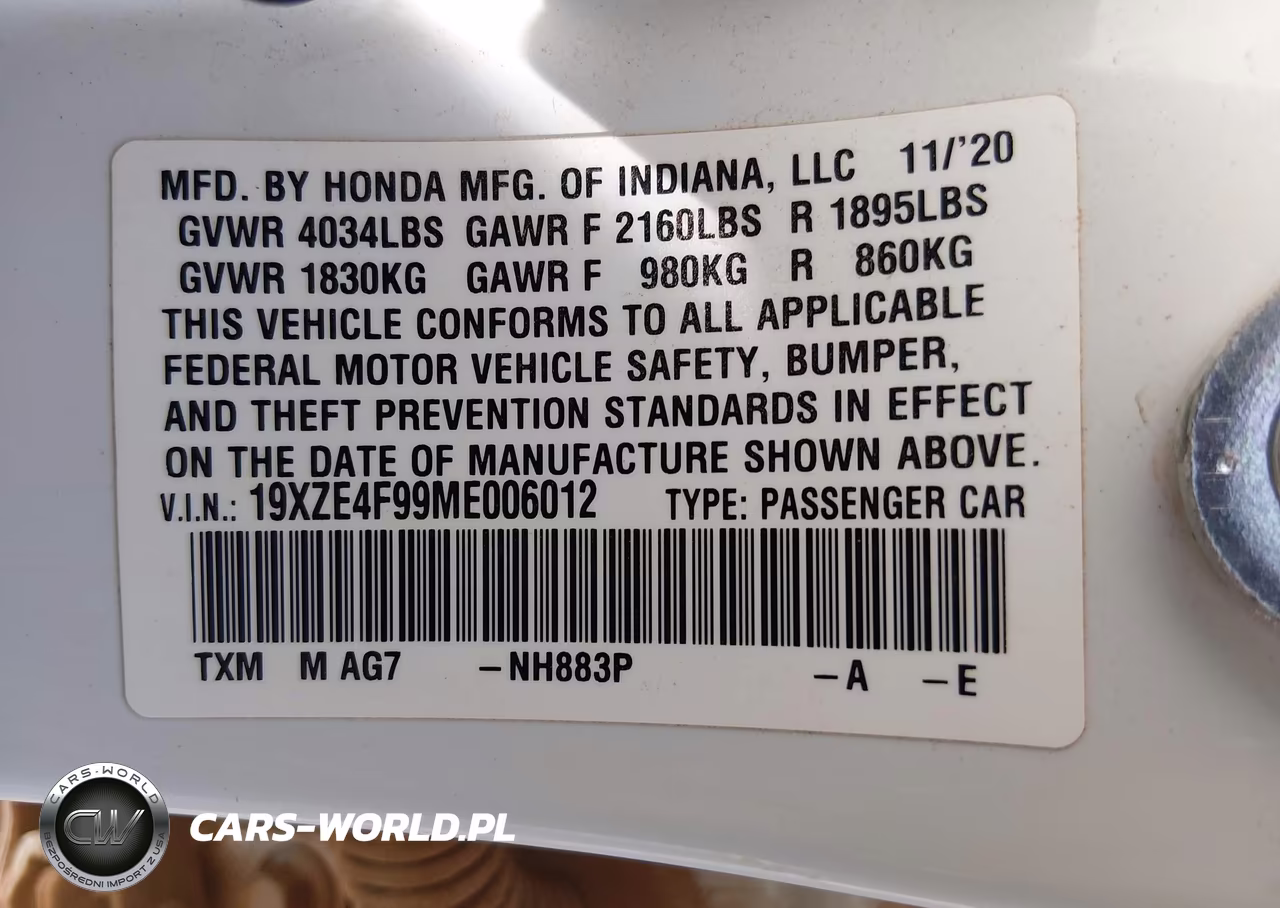 2021 Honda Insight Touring VIN:19XZE4F99ME006012 - 9