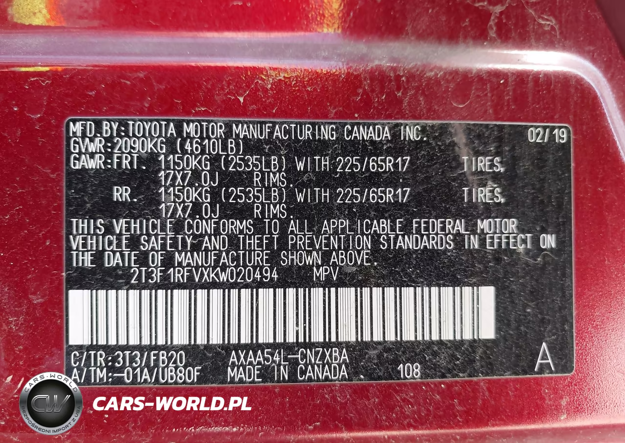 2019 Toyota Rav4 Le VIN:2T3F1RFVXKW020494 - 9