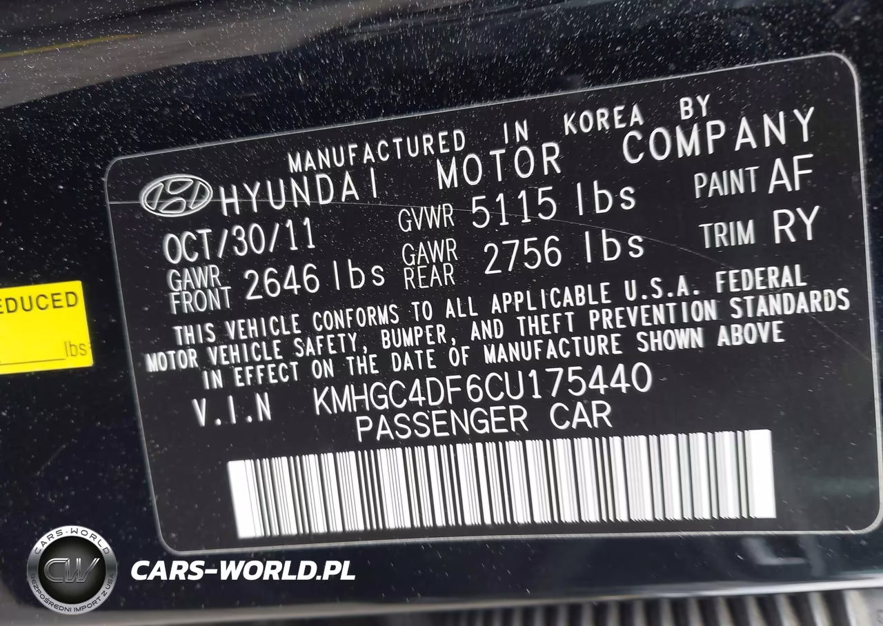 2012 Hyundai Genesis 4.6 VIN:KMHGC4DF6CU175440 - 9