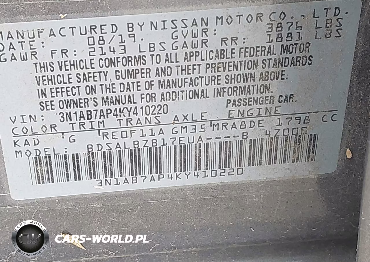 2019 Nissan Sentra S VIN:3N1AB7AP4KY410220 - 9