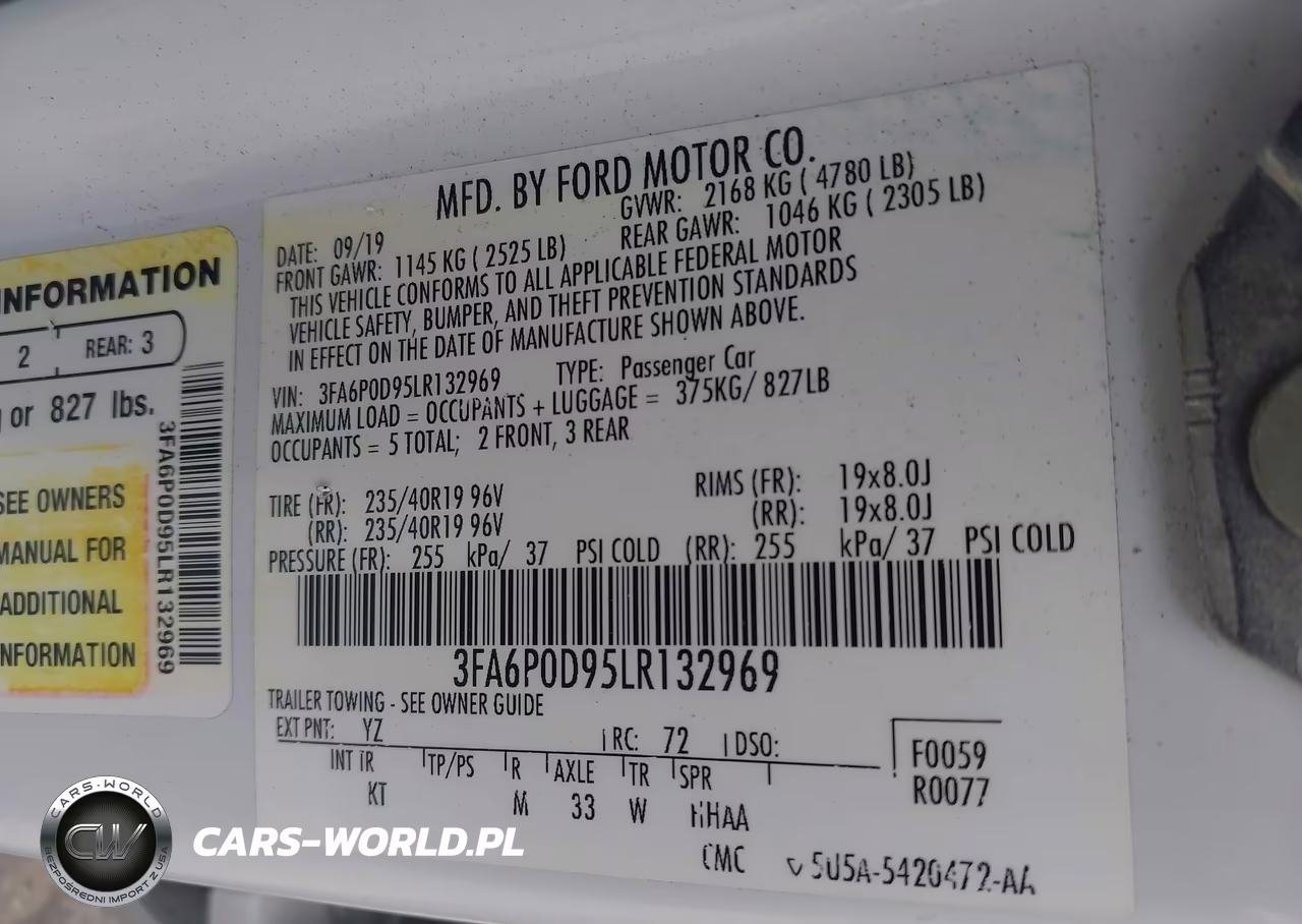 2020 Ford Fusion Titanium VIN:3FA6P0D95LR132969 - 9