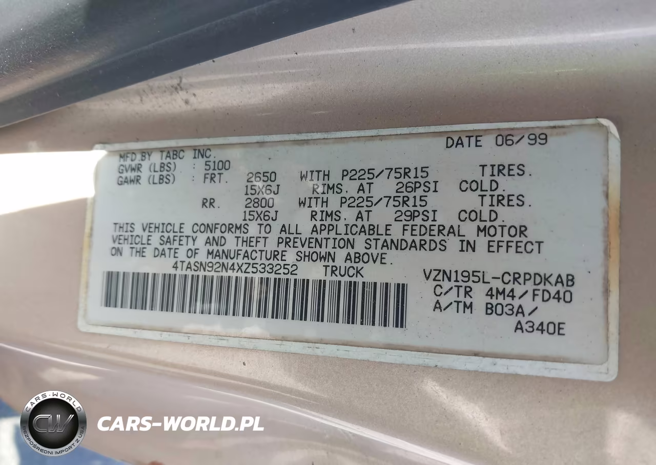 1999 Toyota Tacoma Prerunner V6 VIN:4TASN92N4XZ533252 - 9
