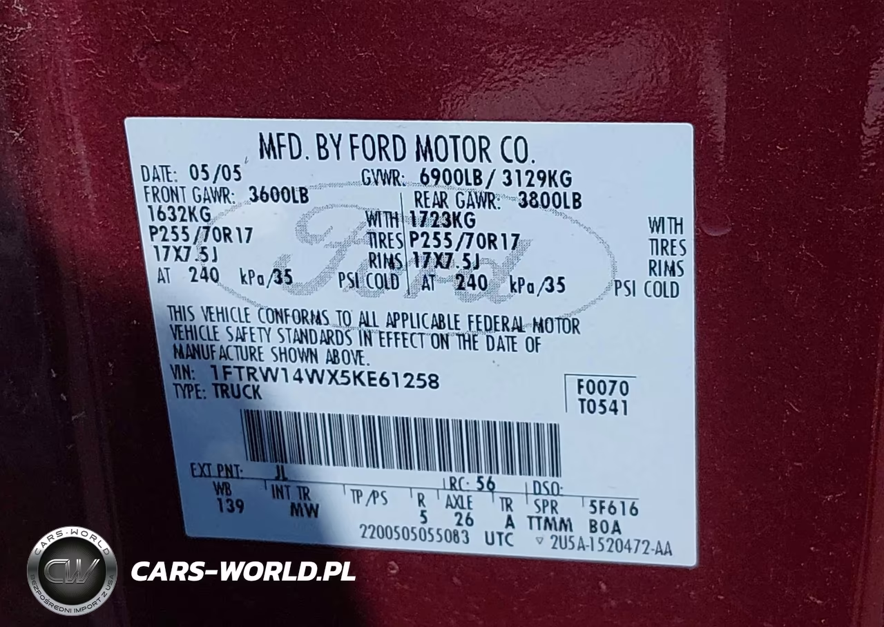 2005 Ford F-150 Xlt VIN:1FTRW14WX5KE61258 - 9