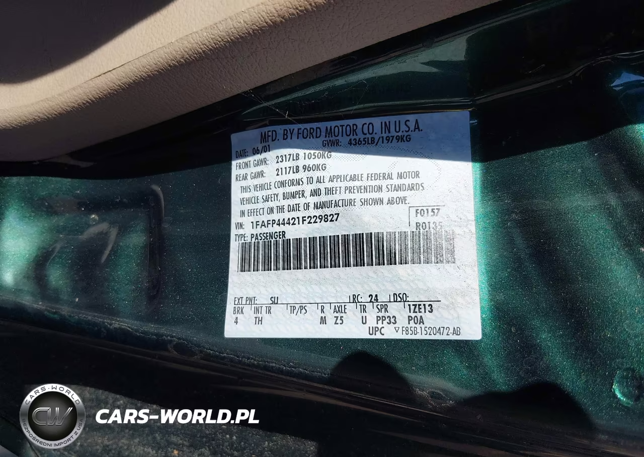 2001 Ford Mustang VIN:1FAFP44421F229827 - 9