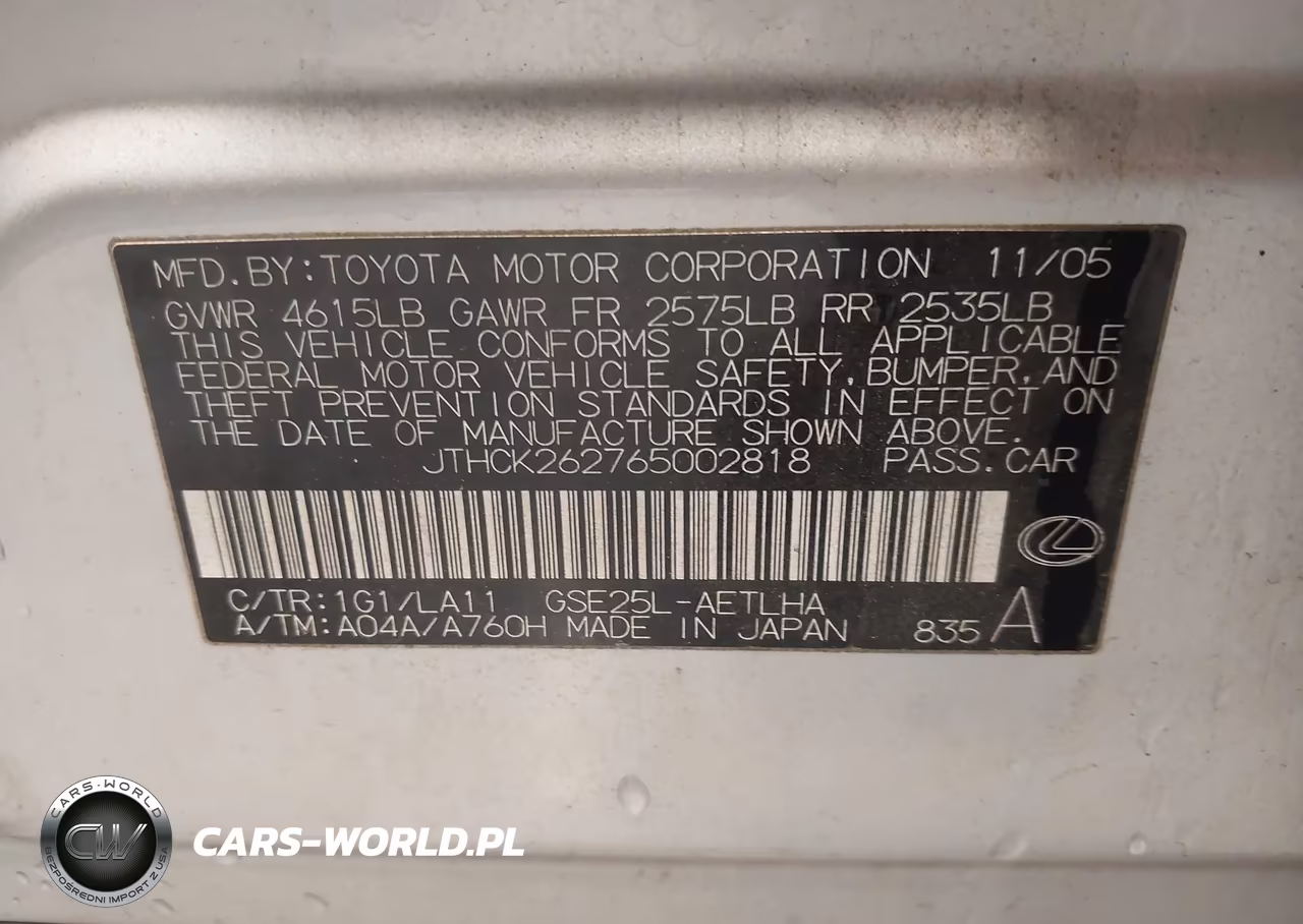 2006 Lexus Is 250 VIN:JTHCK262765002818 - 9