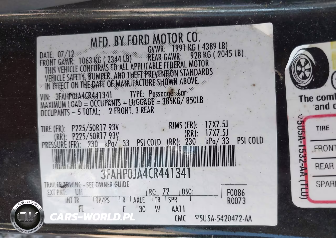 2012 Ford Fusion Sel VIN:3FAHP0JA4CR441341 - 9
