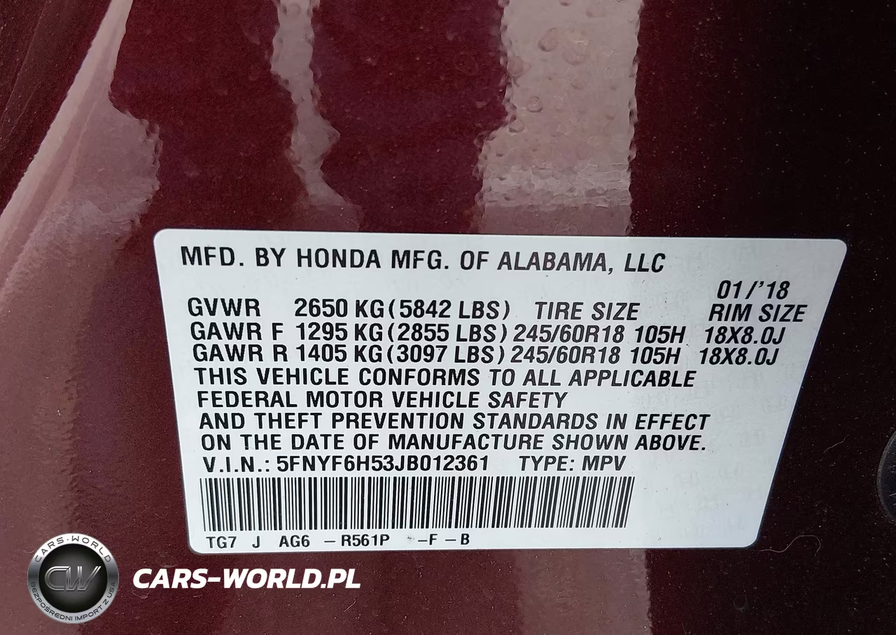 2018 Honda Pilot Ex-L VIN:5FNYF6H53JB012361 - 9