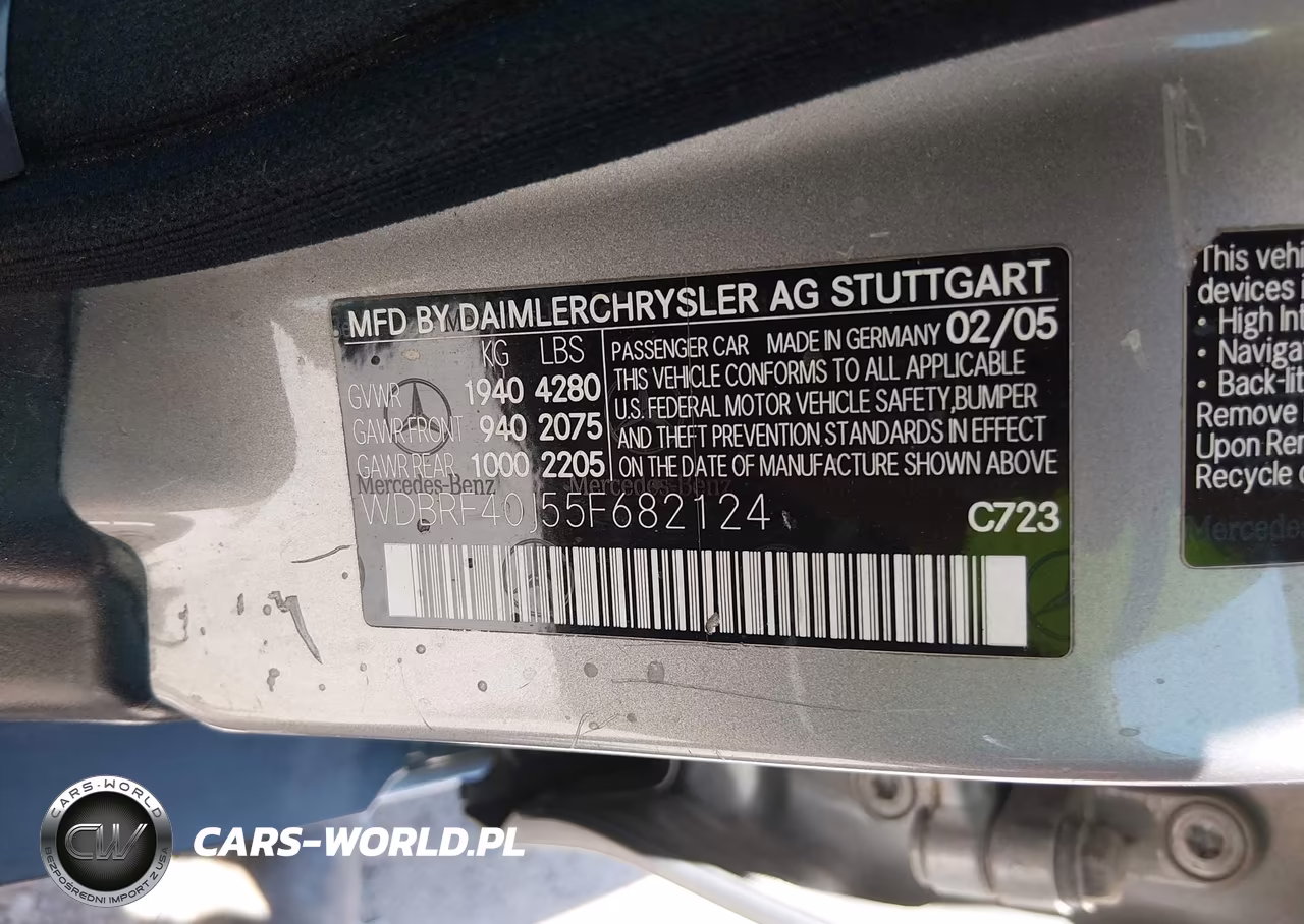 2005 Mercedes-Benz C 230 Kompressor Sport VIN:WDBRF40J55F682124 - 9