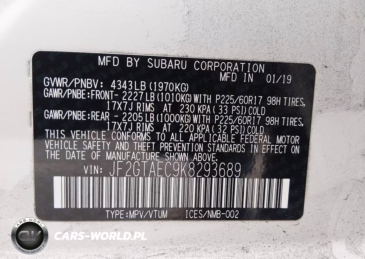 2019 Subaru Crosstrek 2.0I Premium VIN:JF2GTAEC9K8293689 - 9