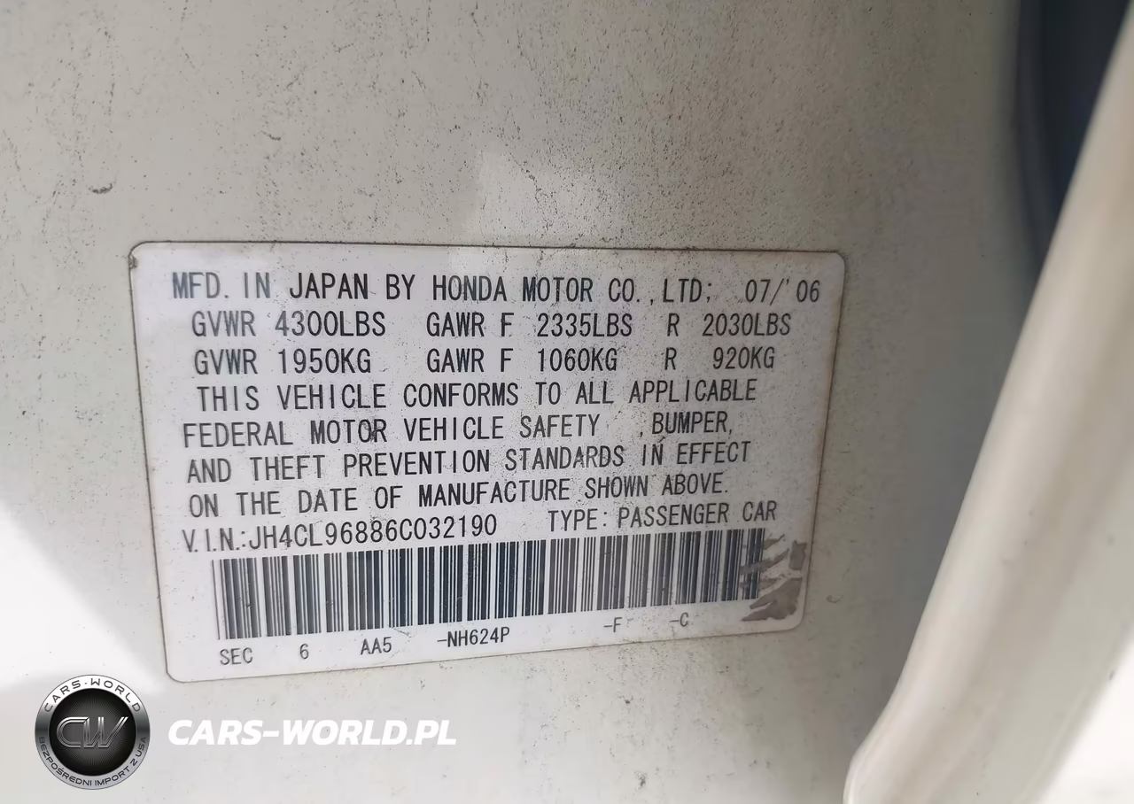 2006 Acura Tsx VIN:JH4CL96886C032190 - 9