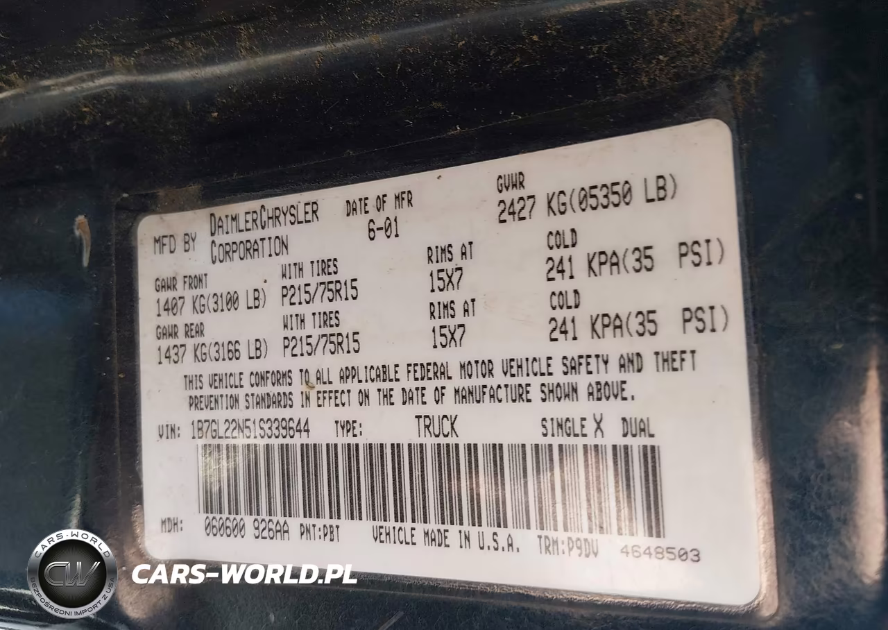 2001 Dodge Dakota Slt-Sport VIN:1B7GL22N51S339644 - 9