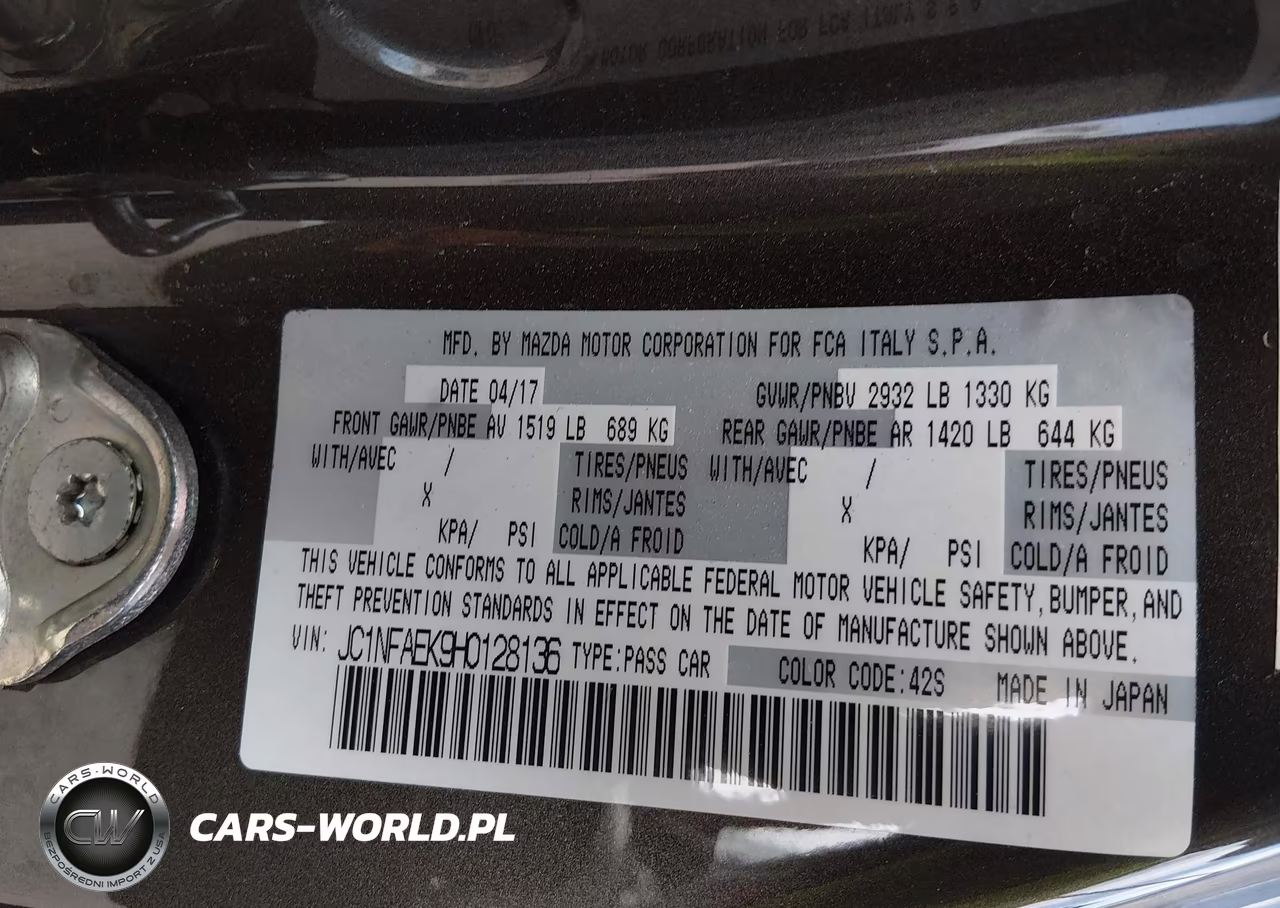 2017 Fiat 124 Spider Lusso VIN:JC1NFAEK9H0128136 - 9