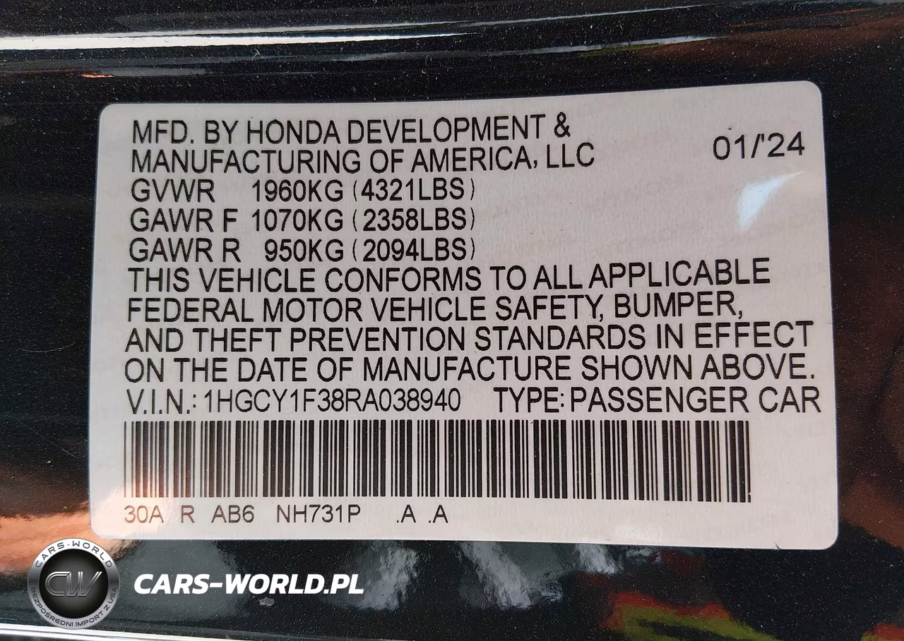 2024 Honda Accord Ex VIN:1HGCY1F38RA038940 - 9