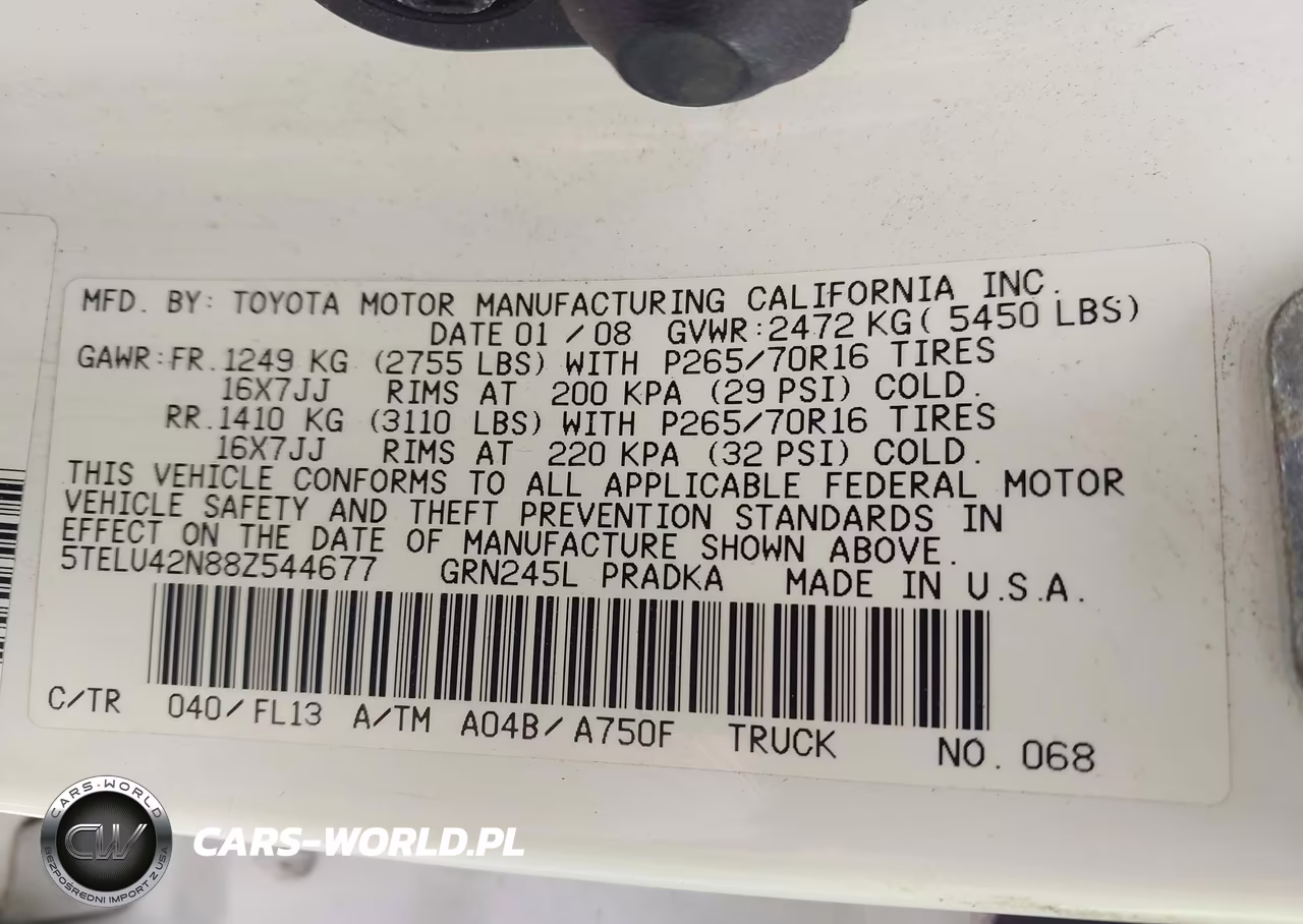 2008 Toyota Tacoma Base V6 VIN:5TELU42N88Z544677 - 9