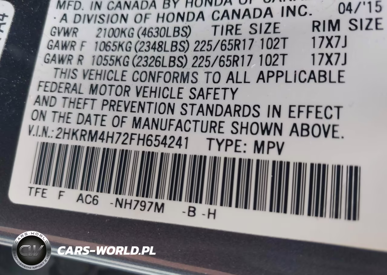 2015 Honda Cr-V Ex-L VIN:2HKRM4H72FH654241 - 9