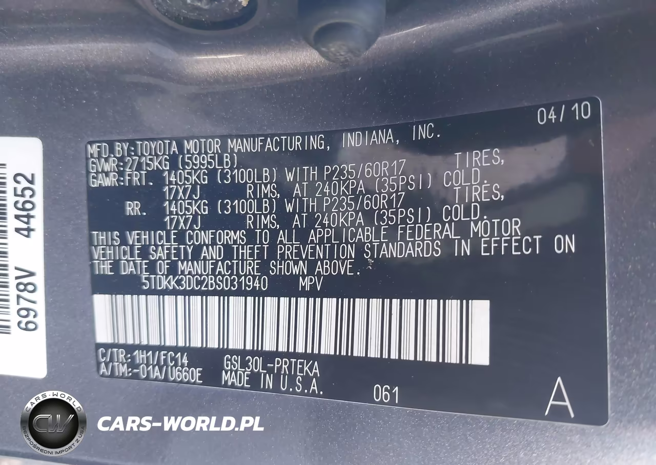 2011 Toyota Sienna Le V6 VIN:5TDKK3DC2BS031940 - 9