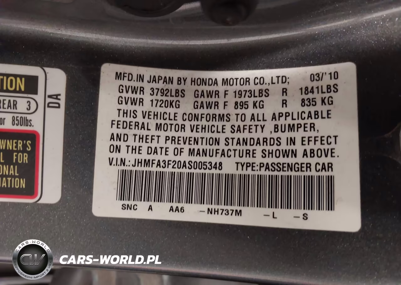 2010 Honda Civic Hybrid VIN:JHMFA3F20AS005348 - 9
